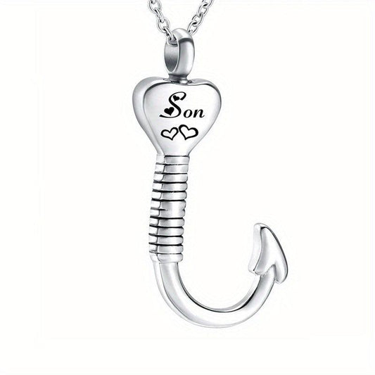 Waterproof Heart Fish Hook Cremation Jewelry Ashes Urn Necklace