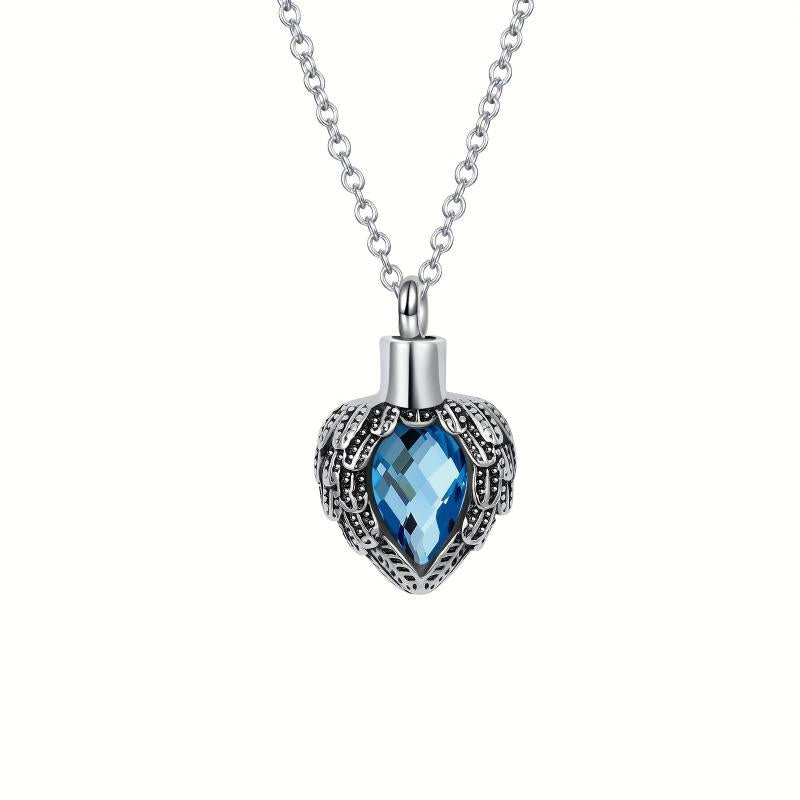 Heart Urn Necklace Birthstone Stainless Steel Ashes Pet Friends