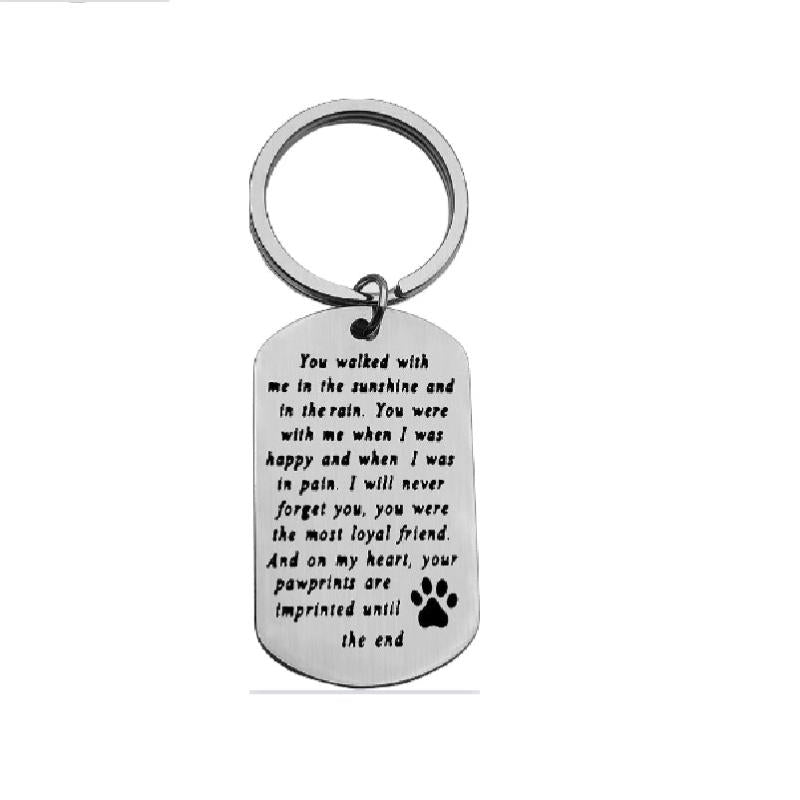 Pet Memorial Keychain Dog Cat Sympathy Gift A Loyal Keyring
