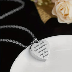 Stainless Steel Heart Pendant Cremation Urn Necklace Ashes Jewelry