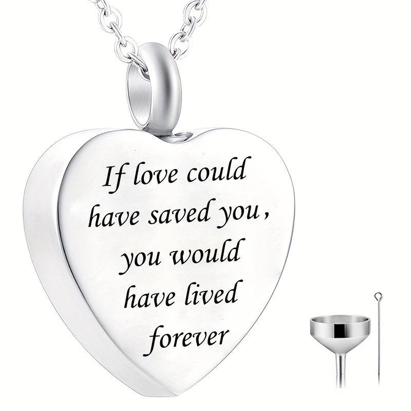 Stainless Steel Heart Pendant Cremation Urn Necklace Ashes Jewelry