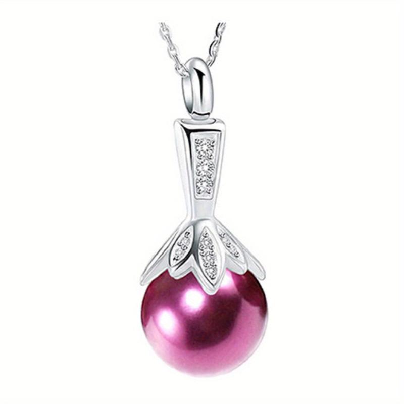 Pearl Urn Necklace Ashes Memorial Cremation Faux Pearl Pendant Jewelry