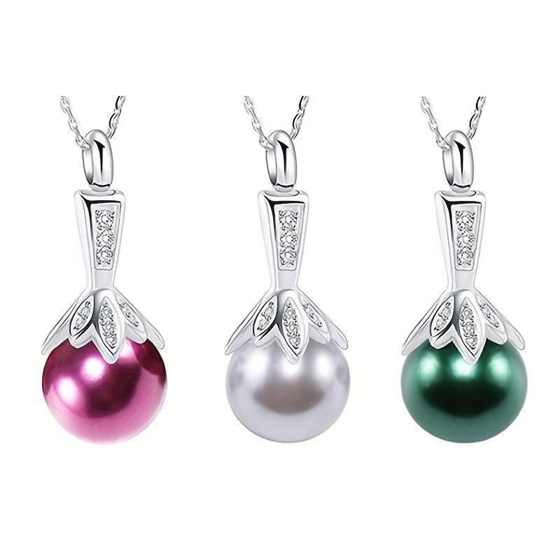 Pearl Urn Necklace Ashes Memorial Cremation Faux Pearl Pendant Jewelry