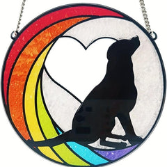 Colorful Heart Dog Round Acrylic Pendant Necklace