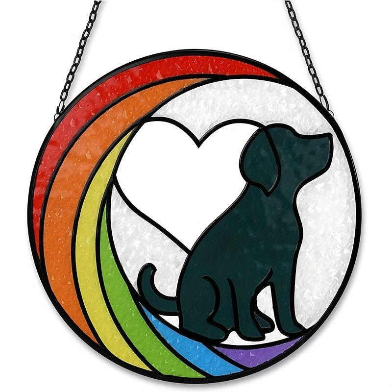 Colorful Heart Dog Round Acrylic Pendant Necklace