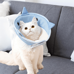 Shark Shaped Cat Cone Collar Lightweight Breathable Fasteners Collar