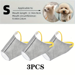 3pcs Dog Muzzles Reusable & Breathable Adjustable Dustproof Face Mask