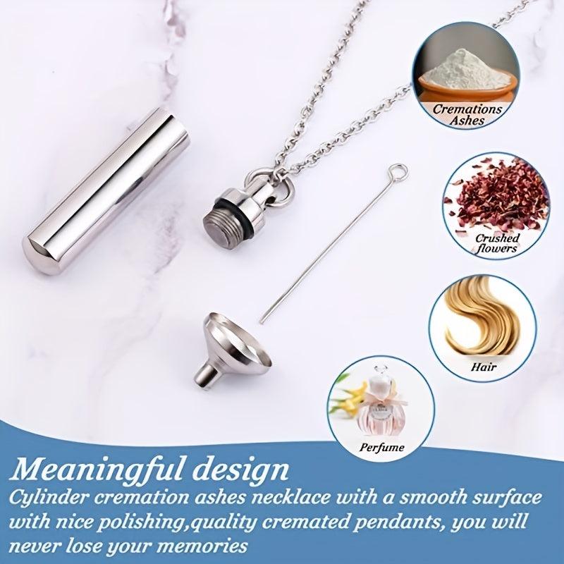 Memorial Cremation Urn Necklace in Stainless Steel - Keep Your Loved Ones Close