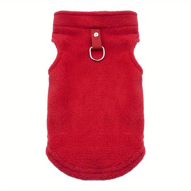 Winter Fleece Pet Dog Coat Jacket With D-ring Leash Attachment