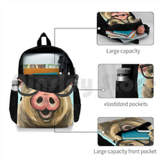 Pig Art Pig with Glasses Outdoor Hiking Backpack Waterproof Camping Travel