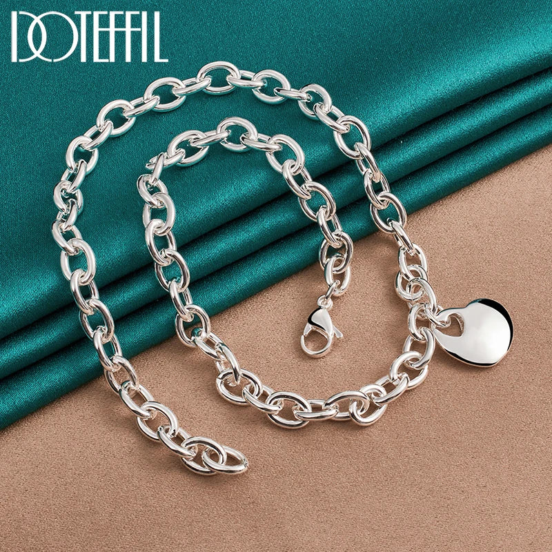 925 Sterling Silver Heart Pendant Necklace for Women