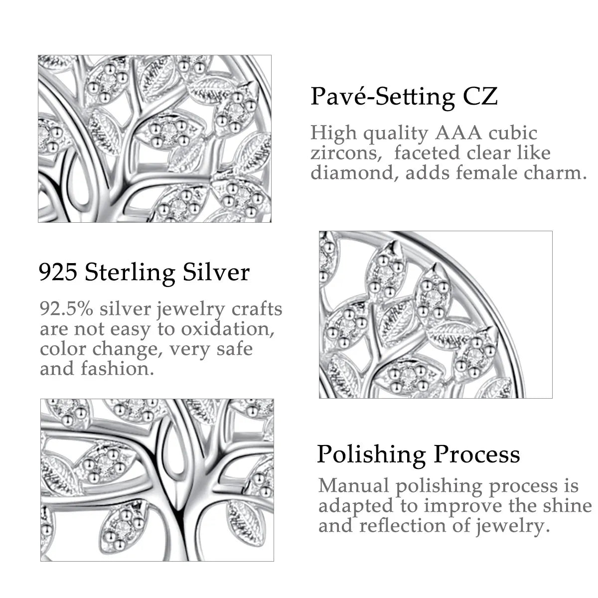 925 Silver Tree of Life Adjustable Ring Men Women Tree of Life Silver Ring