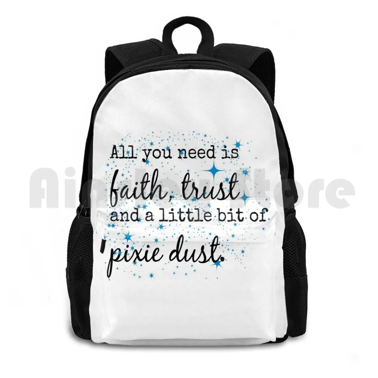 Faith Trust Pixie Dust Outdoor Hiking Backpack Waterproof Camping Travel Quote