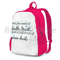 Faith Trust Pixie Dust Outdoor Hiking Backpack Waterproof Camping Travel Quote
