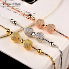 925 Sterling Silver Anklet Frosted Beads Anklet for Women