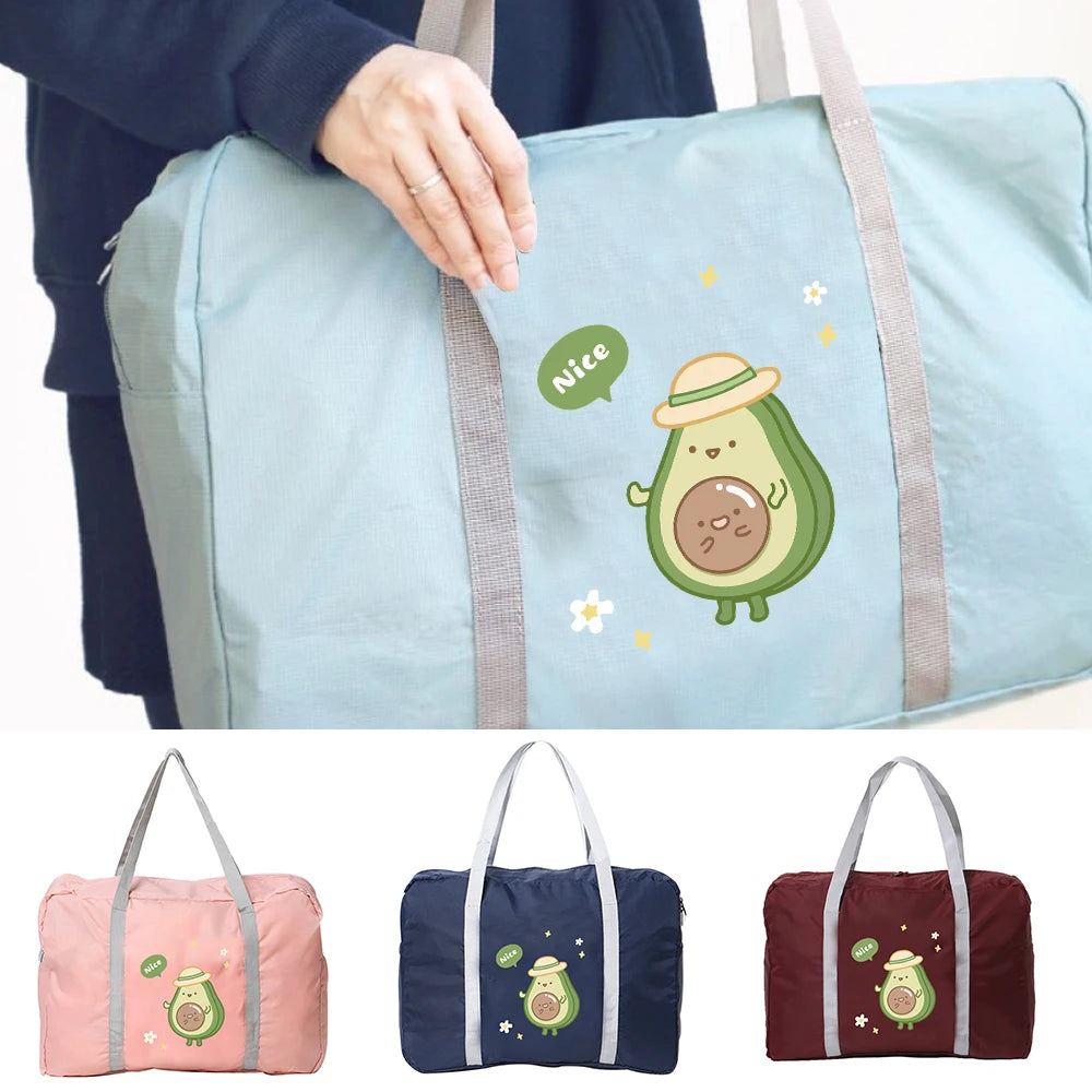 Avocado Print Travel Organizer Bag Large Capacity Camping Handbag