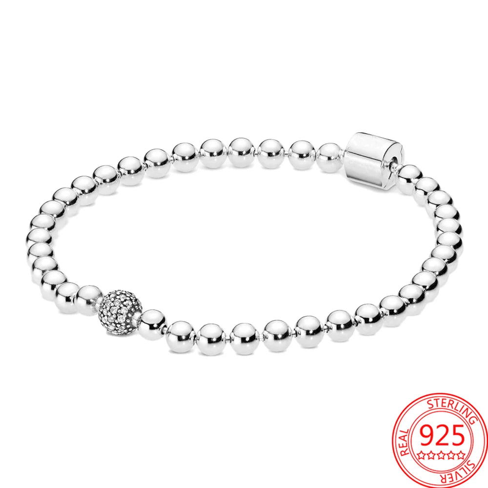 925 Silver Rose Buckle Beaded Pav? Bracelet for Her