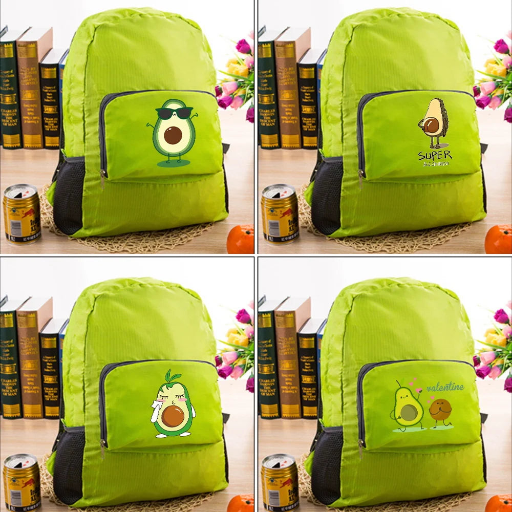 Avocado Print Foldable Backpack Camping Mountaineering Ultra-light Travel Bag
