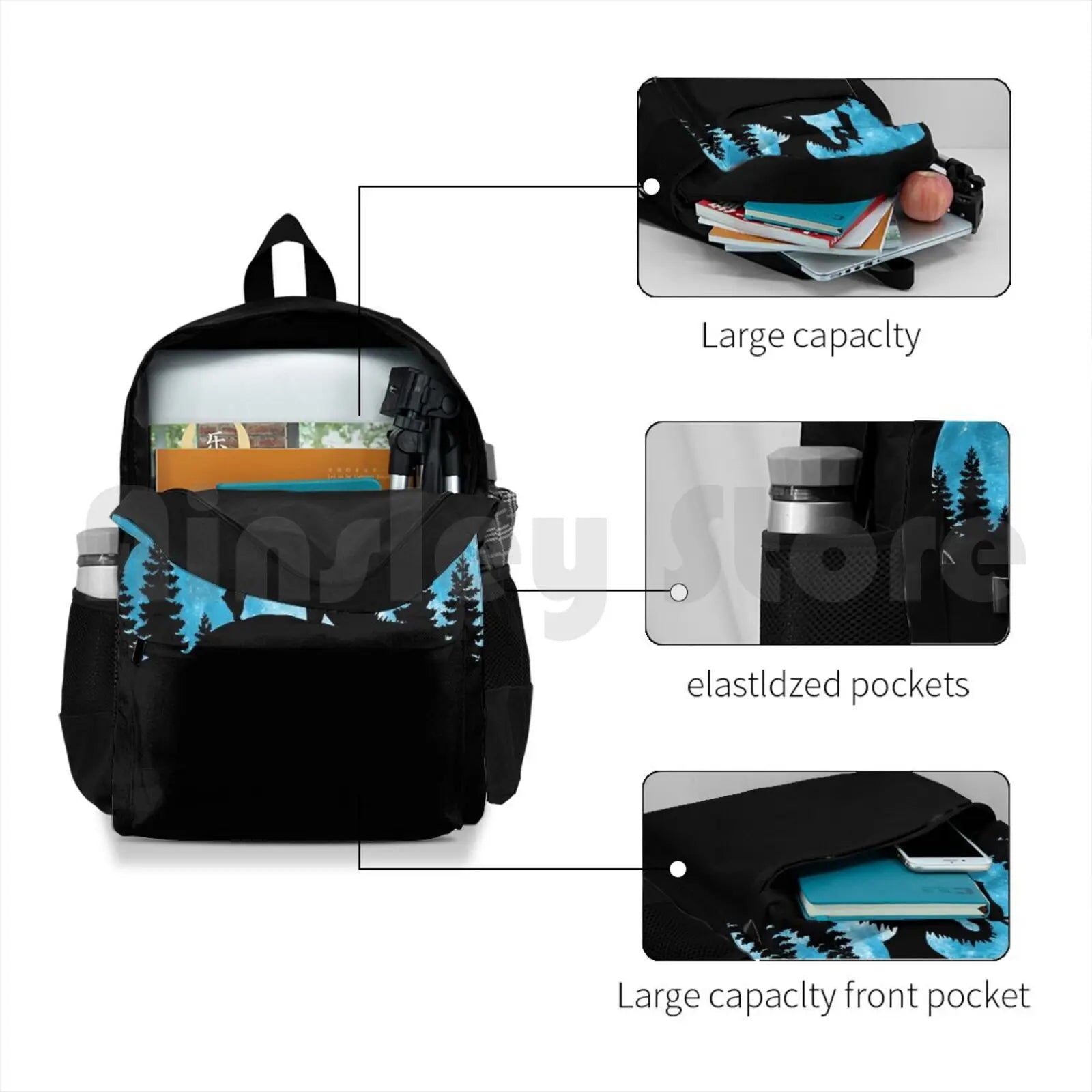 Moon Outdoor Hiking Backpack Waterproof Camping Travel Dragon