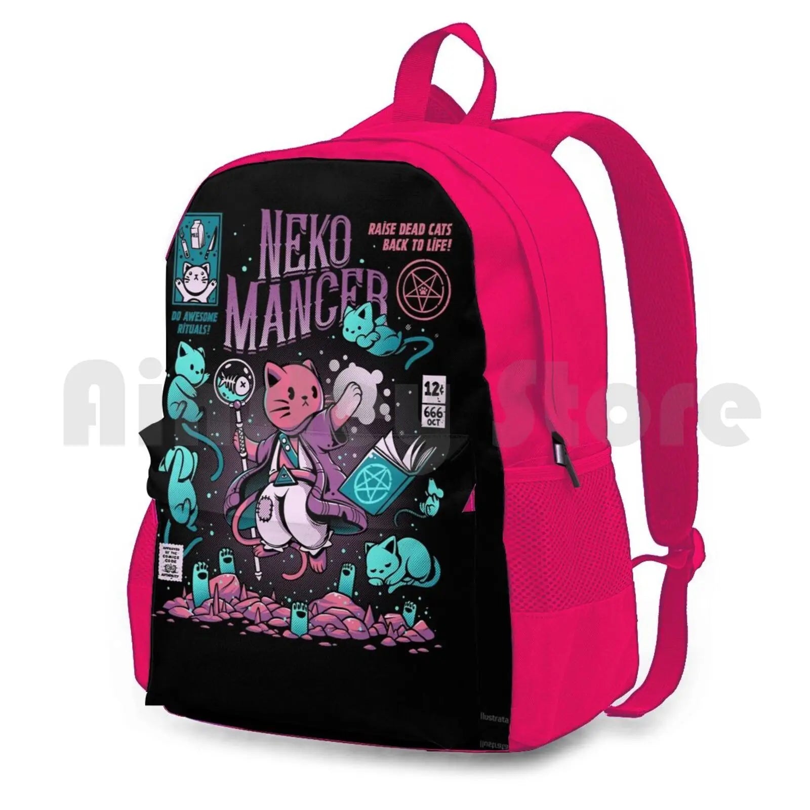 Nekomancer Outdoor Hiking Backpack Waterproof Camping Travel Cats Kitty Comics