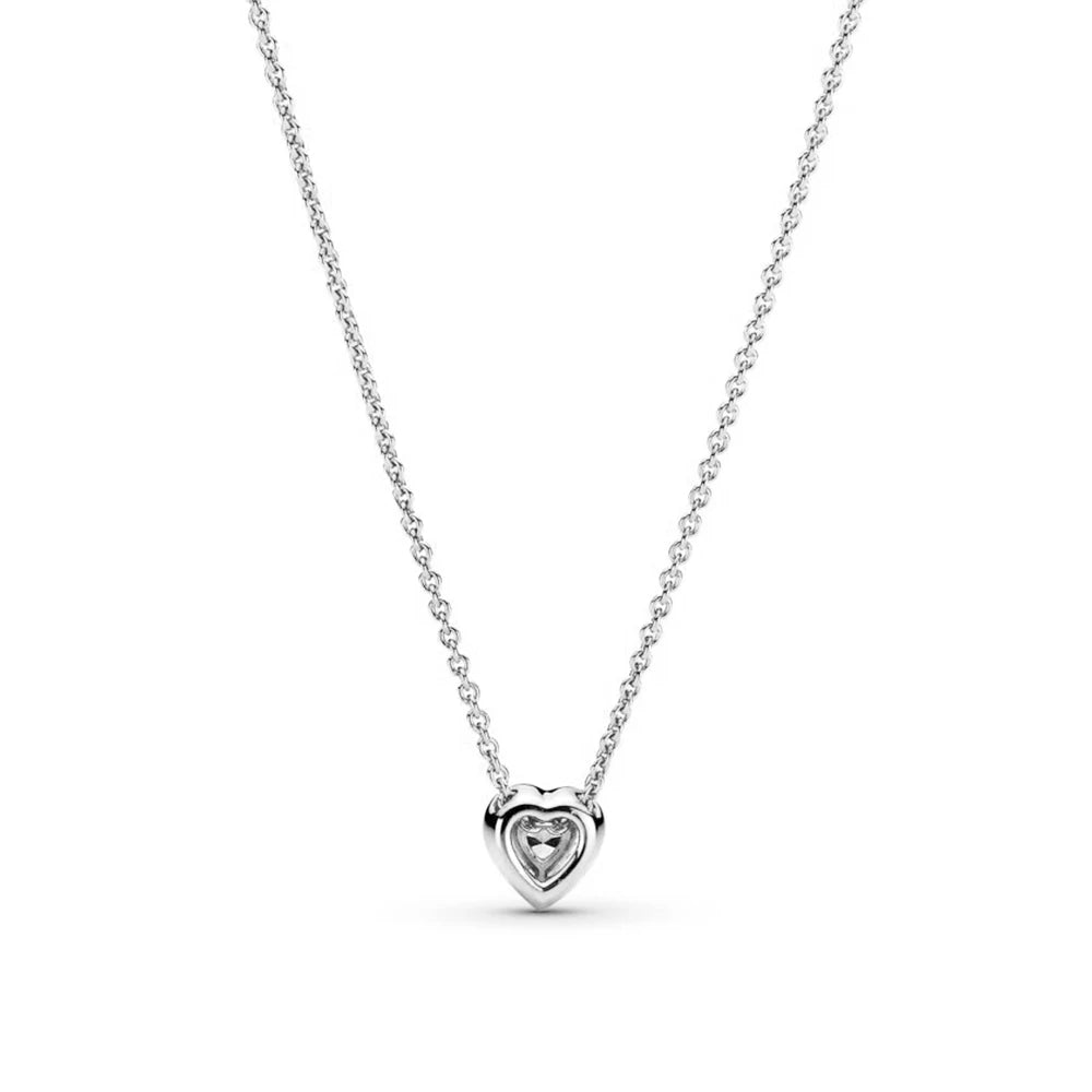 925 Silver Elevated Heart Necklace for Women Birthday Gift