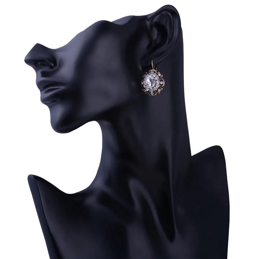 Vintage Crystal Drop Earrings Retro Rhinestone Dangle Earring