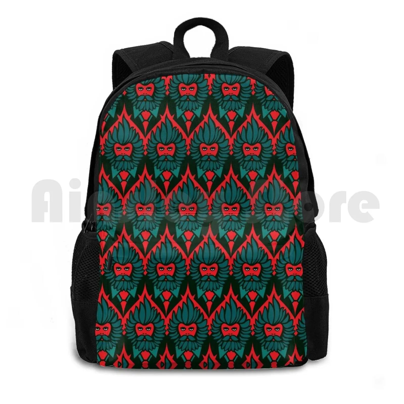 Red Beardies Outdoor Hiking Backpack Waterproof Camping Travel Baroque Flowers