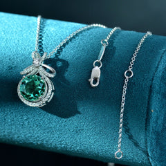 925 Silver 3CT Emerald Aquamarine Necklace Pendant