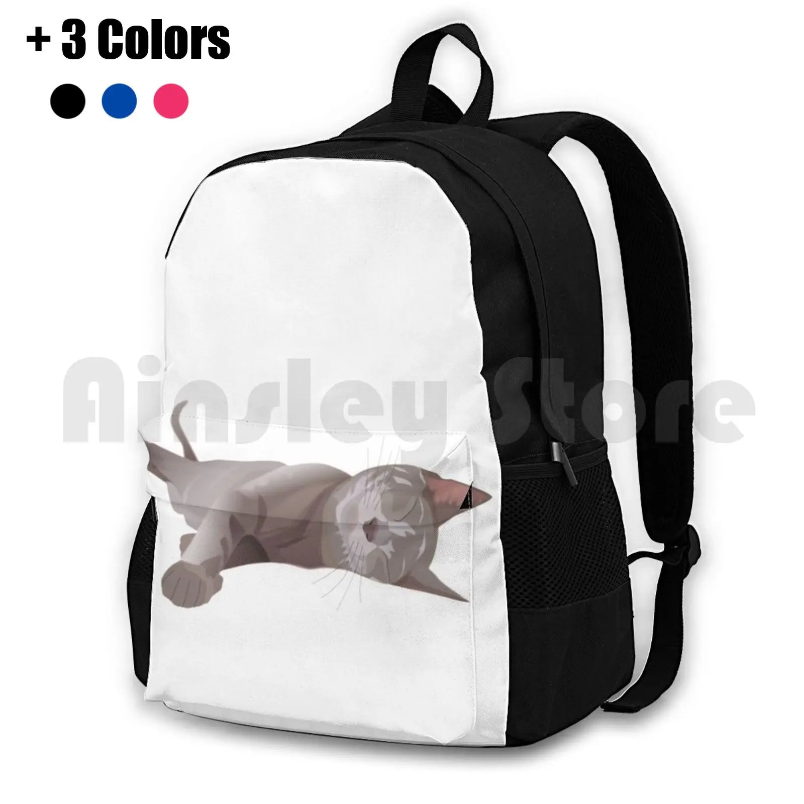 Sleepy Cat Outdoor Hiking Backpack Waterproof Camping Travel Lazy Cat