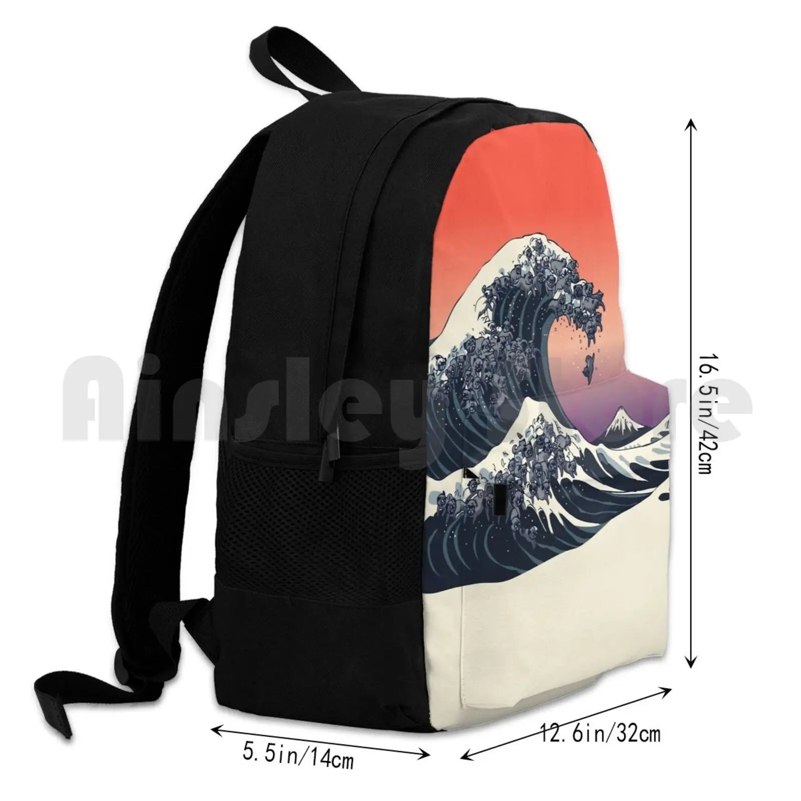 Great Wave Of Pugs Outdoor Hiking Backpack Waterproof Camping Travel