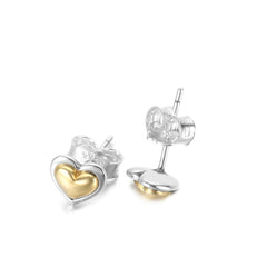 Golden Heart Stud Earrings Christmas Gift Women's Accessories
