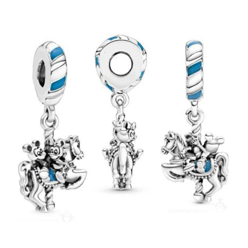 Up House & Balloons Charm 925 Sterling Silver Orange Bird Dangle Charm