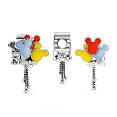 Up House & Balloons Charm 925 Sterling Silver Orange Bird Dangle Charm