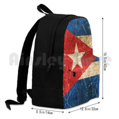 Vintage Cuban Flag Outdoor Hiking Backpack Waterproof Camping Cuba Flag