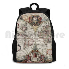 Vintage World Map Backpack Waterproof Camping Travel