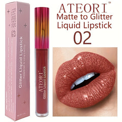 15-Piece Matte & Glitter Lip Set - Dark Red, Pink, Purple Sparkle Shades