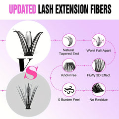 Mixed Lash Clusters 280pcs 9-16mm Wispy Soft Natural Look False Eyelashes