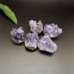 Golden Plated Amethyst Cluster Natural Mineral Specimen