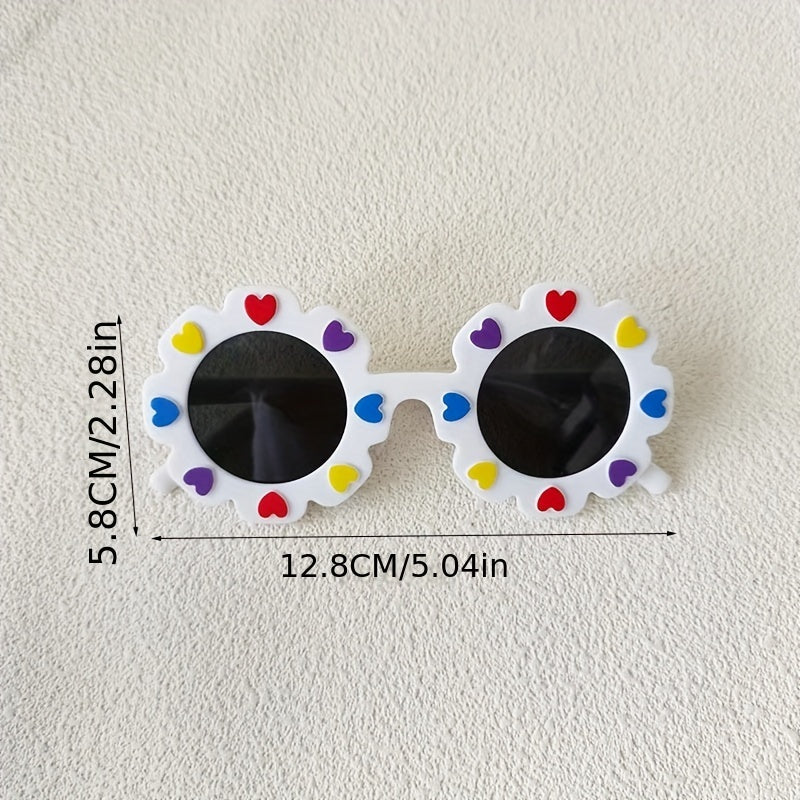 Heart Pattern Round Sunglasses for Girls and Boys