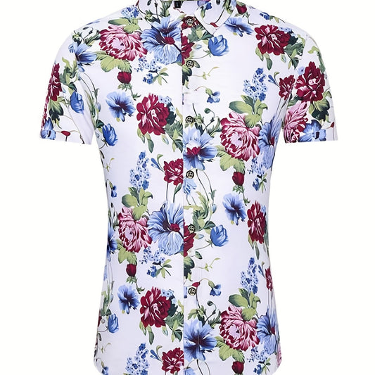 Hawaiian Print Casual Short Sleeve Men's Shirt for Summer Vacation