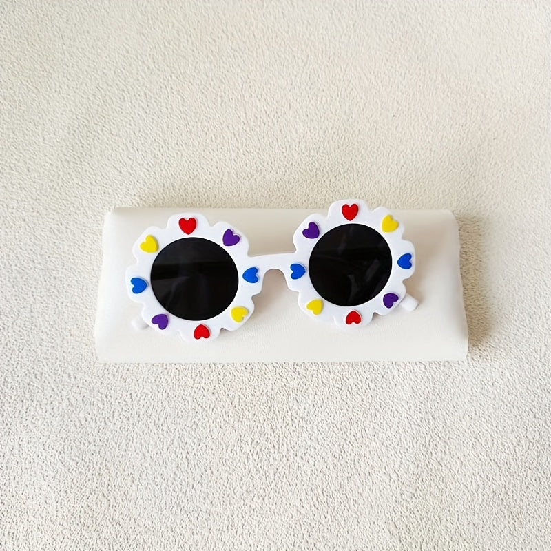 Heart Pattern Round Sunglasses for Girls and Boys