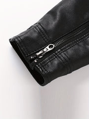 Men's Casual Stand Collar Faux Leather Jacket for Spring Fall