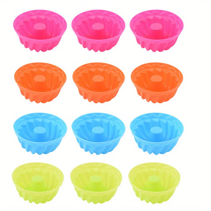 12pcs Mini Bundt Pan Cake Mold Fluted Tube Baking Tools
