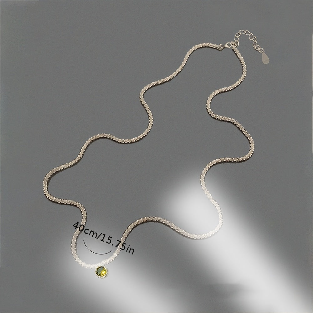 Zircon Necklace With Tiny Pendant Copper Neck Chain Jewelry