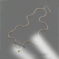 Zircon Necklace With Tiny Pendant Copper Neck Chain Jewelry