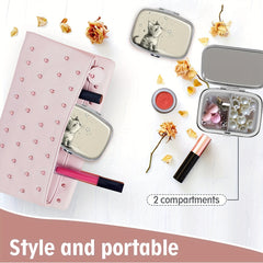 Starry Cat 2 Compartment Pill Case Compact Medicine Organizer