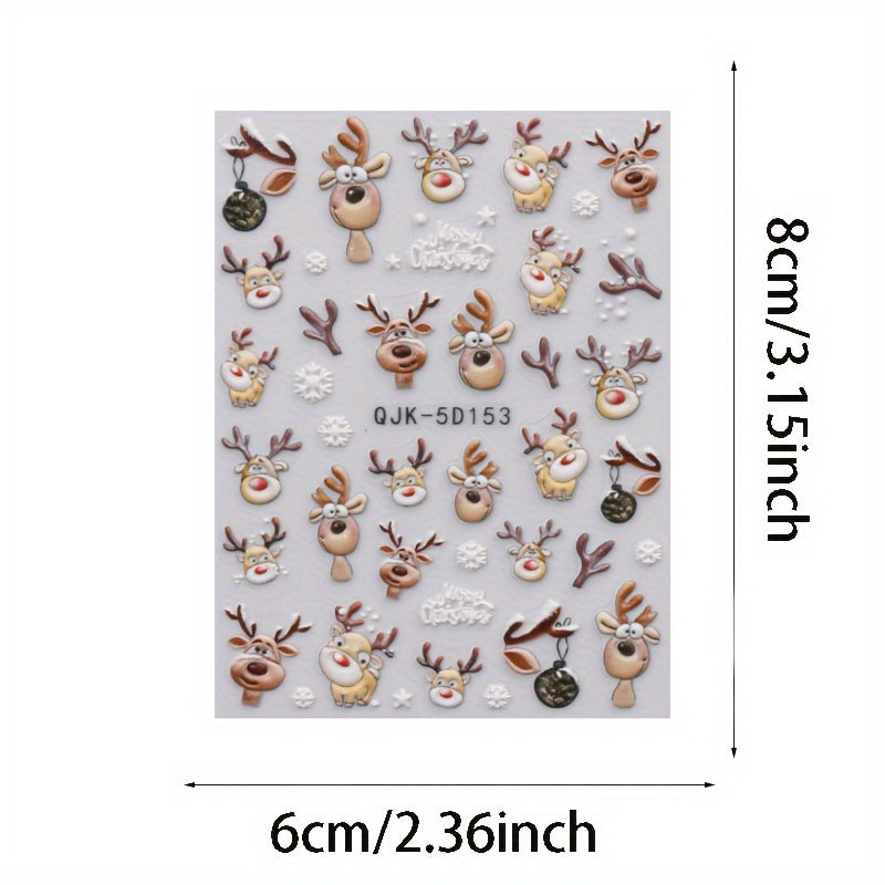 Christmas Nail Stickers 3 Packs - Reindeer Santa Snowflake & Snowman Designs