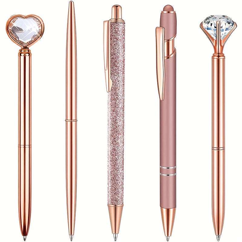 Rose Gold Ballpoint Pens with Quicksand Glitter Diamondoid