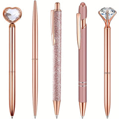 Rose Gold Ballpoint Pens with Quicksand Glitter Diamondoid