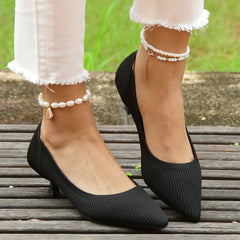 Women's Pointed Toe Kitten Heels Comfort Slip On Low Heels